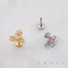 CZ CLOVER STAR GLAMOUR THREADLESS (PUSH IN) 316L SURGICAL STEEL LABRET SET